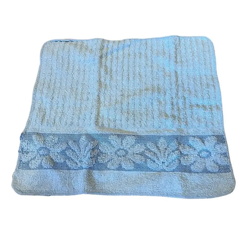 VTG Dundee Sculpted Flowers & Fringe Cotton Towels Set 2 Bath 2 Hand 1 Washcloth